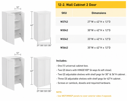W3642 36 x 42 wall kitchen cabinet