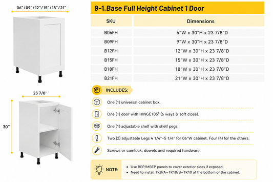 B15FH full-height base kitchen cabinet