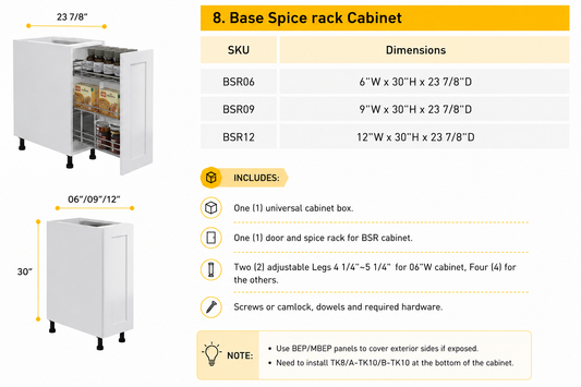 BSR06 spice pull-out base kitchen cabinet