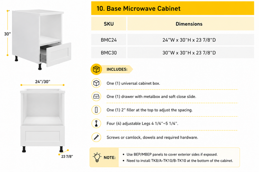 BMC30 base microwave kitchen cabinet