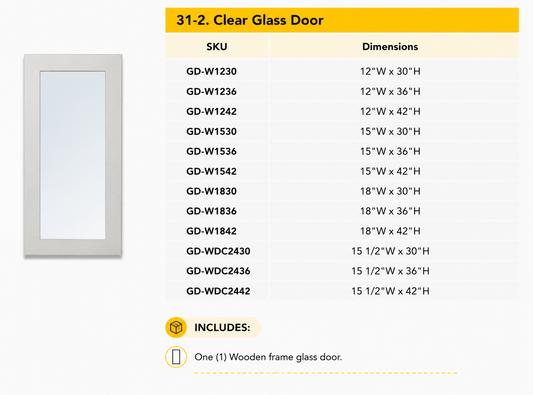 18 x 42 clear glass kitchen cabinet door