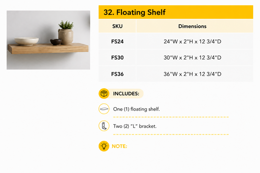 FS36 36 in floating kitchen shelf