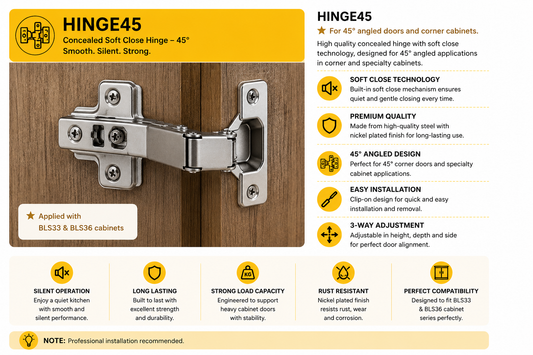 45 degree kitchen cabinet hinge