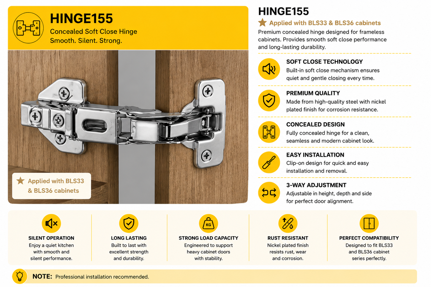 155 Degree Cabinet Hinge – HW-HINGE155