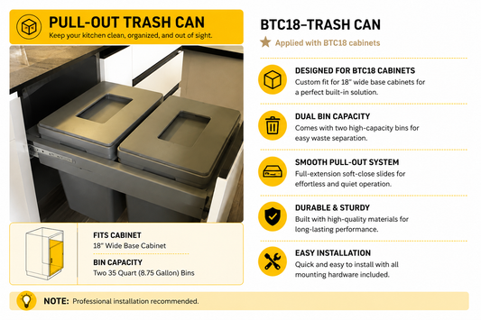 18 in pull-out kitchen cabinet trash bin system