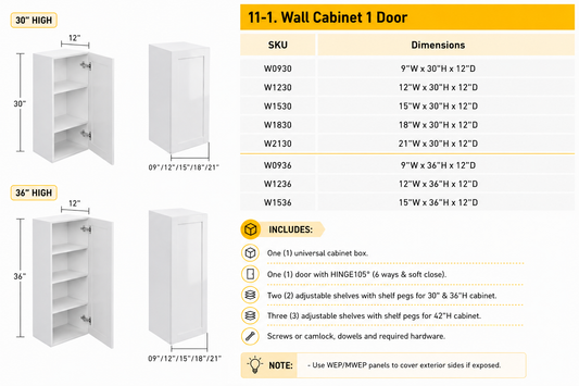 W0936 9 x 36 wall kitchen cabinet