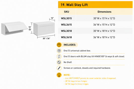 WSL3615 lift-up wall kitchen cabinet