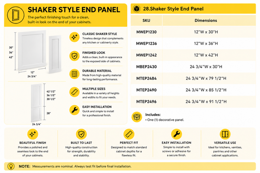 Shaker-style decorative cabinet end panel