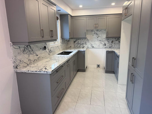 Kitchen cabinetry with island used to illustrate seating and countertop overhang planning