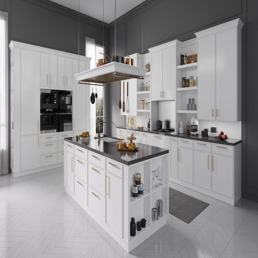 Modern kitchen cabinetry used to illustrate drawer and base cabinet storage planning
