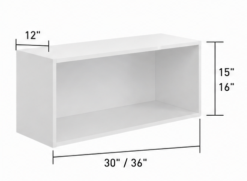 Open display cabinet illustrating wine rack storage planning for Burlington and Hamilton kitchens