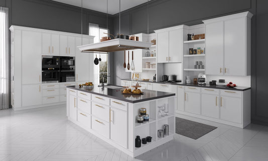 White kitchen cabinets with countertop and backsplash planning for a Burlington renovation