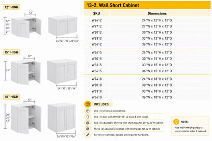 W3012 30 x 12 wall kitchen cabinet