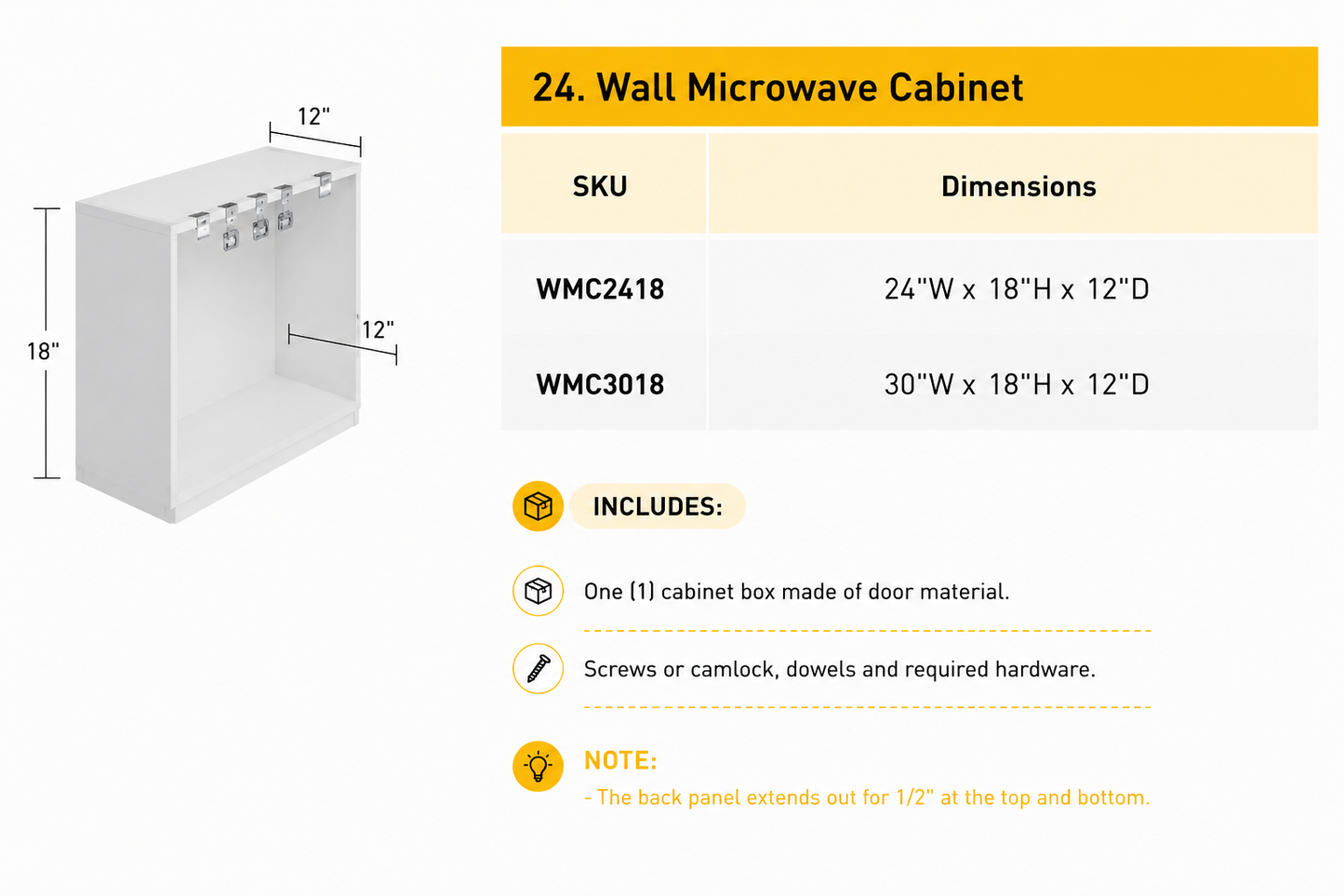 Microwave Cabinet – 24 in. W × 18 in. H – WMC2418
