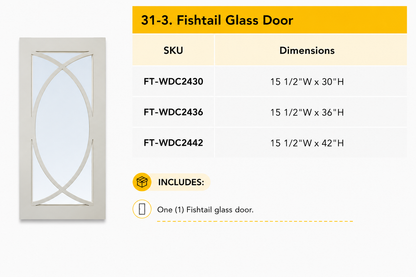 24 x 30 fishtail glass kitchen cabinet door