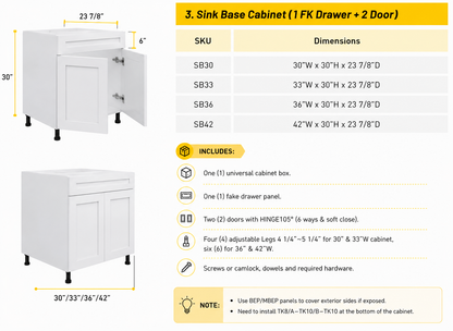 SB33 sink base kitchen cabinet