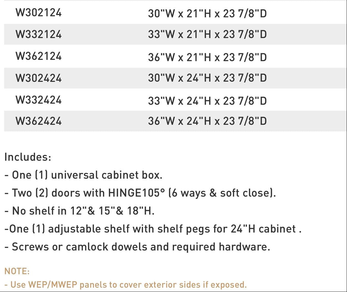 Refrigerator wall cabinet dimensions and construction
