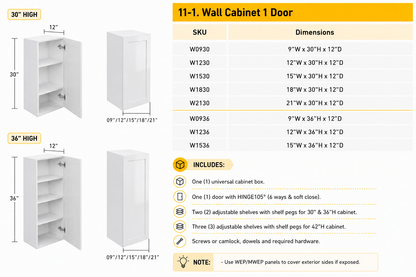 W0936 9 x 36 wall kitchen cabinet