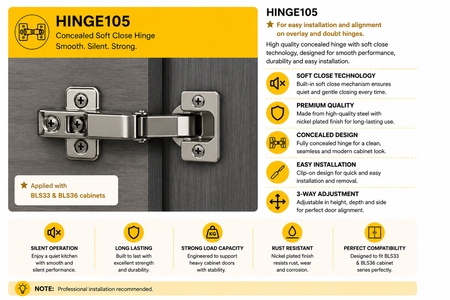105 degree kitchen cabinet hinge