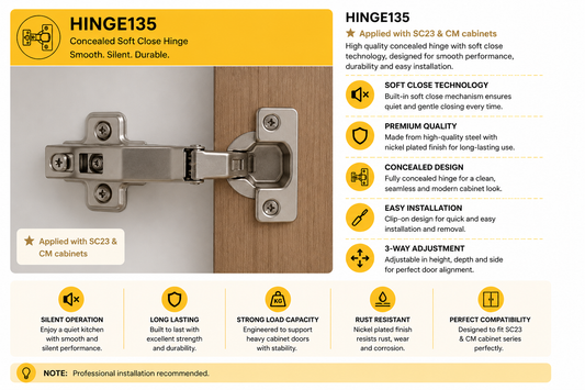 135 degree kitchen cabinet hinge