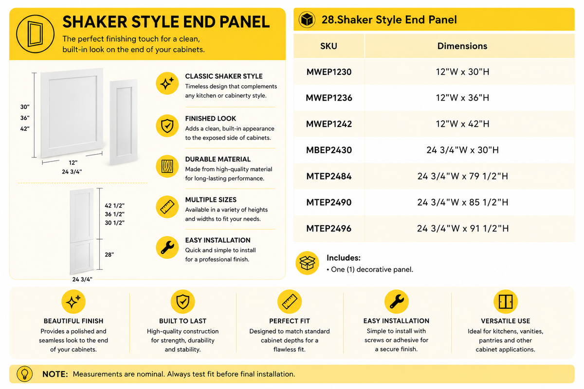 Shaker-style decorative cabinet end panel